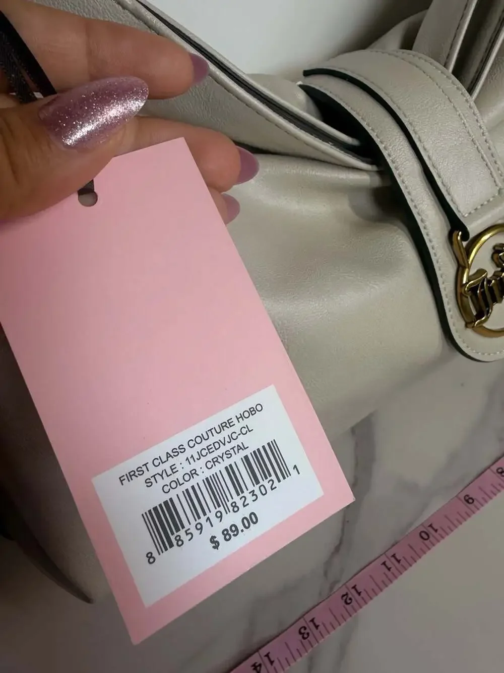 Juicy Couture First Class Couture Hobo Shoulder Bag Crystal White